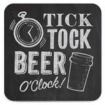 Brainbox Candy - Funny 'Chalk Tick Tock Beer Oclock Coaster' - Small Gift Ideas For Him Her - Friends Birthday - Housewarming Present - New Home Gift - Funny Gifts For Women Men