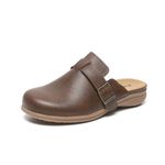 AMOJI Women Mule Clogs Slip On Lady Sandals Shoes FZ711 Dark Brown Size 8