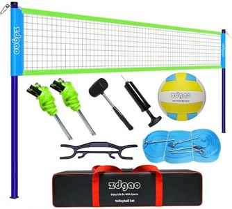 Volleyball Net Outdoor - Portable Volleyball Set for Backyard with Professional Volleyball Net, Wrap Yarn Volleyball and Pump, Boundary Line, Carry Bag (Blue&Green)