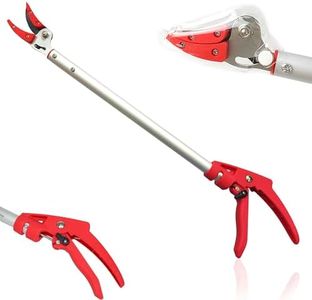 FISHTEC Sécateur Long Manche avec Pince de Retenue en Aluminium - Revêtement en téflon - Secateur - Longue Cisaille - Avec Verrou de Sécurité - Longueur 64 cm - Rouge