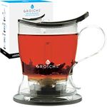 Aberdeen 525 ml - 17.7 fl oz - Easy Loose Tea Steeper and Infuser teapot. Black Tea Pot Bottom Dispensing Tea Pot Leak Proof with Tea Coaster