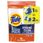 Tide Hygienic Clean Heavy 10x Duty Power PODS Laundry Detergent Pacs, Original, 18 count, For Visible and Invisible Dirt, Orange and Blue