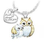 Owl Mother Daughter Heart Necklace 