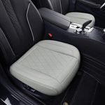 TTMiku 2-Pack Light Gray Luxury Faux Leather Car Bottom Seat Cover Front Seats Only, Waterproof Anti-Slip Car Seat Cushion Cover for Most Vehicles, DLXXSJ001