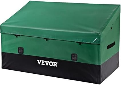 VEOVR Outdoor Storage Box,147x86x108 cm,230 Gallon Waterproof PE Tarpaulin Deck Box w/Galvanized Frame, All-Weather Protection & Portable, for Camping, Garden, Poolside, and Yard, Brown & Blue