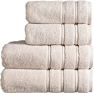 Christy Antalya Large Bath Towels | Set of 4 | 100% Turkish Cotton | 600GSM | Soft Plush Luxury Towel Set | 2 Bath Towels 2 Hand Towels | Quick Dry | Pumice Beige