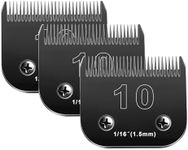 10 Blades Dog Grooming Blades Compatible with Andis/Oster A5/Wahl KM-10 Series Dog Clippers,Detachable Clipper Replacement Blade,Black,Size 10 Blade 1/16" (10#/3PCS)