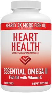 Heart Health Essential Omega 3 Fish Oil with Vitamin E. Helps maintain normal cholesterol levels, healthy blood pressure, promotes joint health. Non-GMO, gluten free. By Market America (120 Soft Gels)