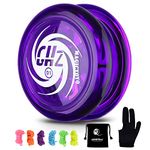 MAGICYOYO Responsive Yoyo D1, Professional 2A Looping Yoyo for Kids Beginner,Durable Crystal Plastic Yoyo with 6 Yoyo Replacement Strings + Yoyo Glove + Yoyo Storage Bag (Crystal Purple)