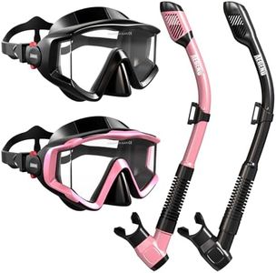 Aegend Snorkel Diving Mask for Adult Men Women – Diving Goggles Anti-Fog Tempered Glass Lens | for Adult Snorkeling, Swimming & Diving Gear (Black & Pink-2 Pack)