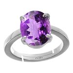 Clara Amethyst Katela 3cts or 3.25ratti 925 Sterling Silver Adjustable Ring For WOMEN