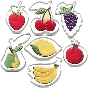 LILIAO Fruit Cookie Cutter Set - 7 Piece - Strawberry, Pear, Lemon, Grape, Pomegranate, Cherry and Banana Biscuit Fondant Cutters - Stainless Steel