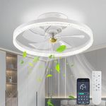 EKDADL Ceiling Fans with Lights and Remote Flush Mount Modern Indoor 19.7" LED Dimmable Low Profile Ceiling Fans with Lamps APP Smart Ceiling Fan 3 Light Color Adjustable and 6 Speeds