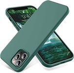 OTOFLY Compatible with iPhone 12 Pro Max Case,[Military Grade Drop Protection] [Anti-Scratch Microfiber Lining] Silicone Shockproof Protective Phone Case Slim Thin Cover 6.5 inch, Pine Green