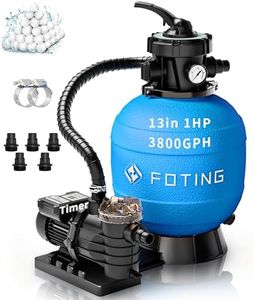 FOTING 2026New Sand Filter Pump with Timer for Above Ground Pool, Pool Pumps Above Ground with 7-Way Multi-Port Valve, Pool Sand Filter for High-Efficient Filtration & Circulation, 13inch