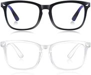 2 Pack Blue Light Glasses for Women or Men |Fashion UV Ray Filter Eyeglasses for Reading, PC and TV | Gaming Glasses Instantly Blocks Glare from Computers and Phone Screens(Black+Clear)