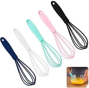 Silicone Whisk -5 Pcs Colorful Kitchen Mini Silicone Whisks,Whisk Set Egg Beater for Blending Whisking Beating Stirring Cooking Baking