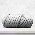 Arm Knitting Yarn for Chunky Yarn Blanket,Braided Knot Throw Cotton Wool Bulky Giant Yarn for Hand Knit Blanket DIY,Soft Washable Tube Bulky Giant Yarn for Weave Craft Crochet(Gray, 2.2lb)