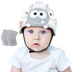 Orzbow Baby Safety Helmet with Kneepads, Breathable Baby Head Protector for Crawling and Walking,Adjustable Infant Crash Helmet, Anti-Collision,Ultra-Lightweight,Premium Cotton and EVA (White Dino)