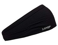 Halo Headband AIR Series-Bandit (Black)-Our Newest Wide Pullover Headband for Both Women and Men-Patented Lightweight, Sweat Diverting, Moisture Wicking Headband Yoga, Crossfit, Biking, Pickleball