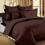 Castiqa Premium Cotton King Size Quilt Cover/Duvet Cover/Rajai Cover/Blanket Cover with Zipper Closure (King 90x100, Brown Stripe)