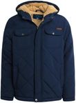 Perry Ellis Boys' Winter Jacket - Suede Microber Quilted Jacket with Hood - Warm Insulated Outerwear Jacket for Boys (8-18), Size 10-12, Navy