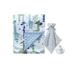 CREVENT Soft Cozy Baby Blankets for Boys Girls + Security Blanket, Set with A Gift Bag Newborn Essentials (Animal)