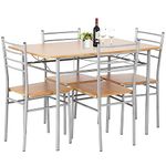 FDW Dining Table Set Kitchen Table and Chairs for 4 Kitchen Table Dining Room Table Set Home Furniture Rectangular Modern Chairs with Metal Legs for Breakfast Nook Kitchen Dining Room (Wood)