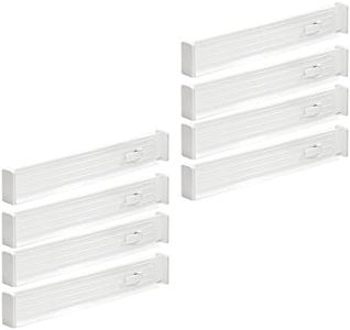 mDesign Expandable Kitchen Drawer Divider with Foam Ends, Adjustable Drawer Dividers with Strong Secure Hold, Dividers Lock in Place to Organize Drawers - Ligne Collection - 8 Pack - White