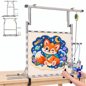 Pinkart 35.5" Adjustable Aluminum Alloy Rug Tufting Frame Kit, Width & Height Adjustable Tabletop Tufting Frame with Gravity Balancing Hanger System for Rug Making and DIY Crafts