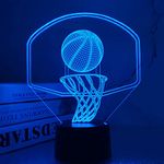 FULLOSUN 3D Basketball Night Light with Timer Function, Backboard Illusion Hoop Lamp for Kids' Room Best Xmas Birthday Gifts for Boy Man Friends with 16 Color Changes Remote Control