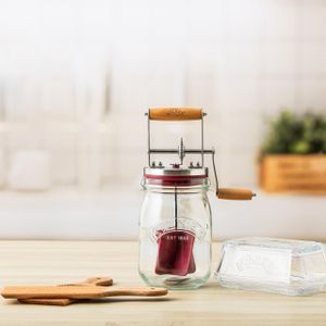 Kilner 1L Butter Churner – Glass Hand Crank Butter Maker