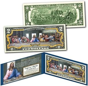 The Last Supper Jesus Christ Religious Uncirculated Two Dollar Bill Special Edition Collectible Display Holder and Certificate