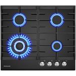 GASLAND GH604BF Butane Gas Hob, Gas Cooker with 4 Burner Wok, Integrated Gas Cooker, 60 cm Black Glass Hob, 8000 W Gas Cooktop, NG/LPG Convertible