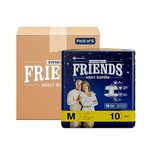 Friends Overnight Adult Diapers Tape Style - 60 Count (Medium) with odour lock and Anti-Bacterial Absorbent Core- Waist Size 27.56-49.21 Inch; 70-125Cm