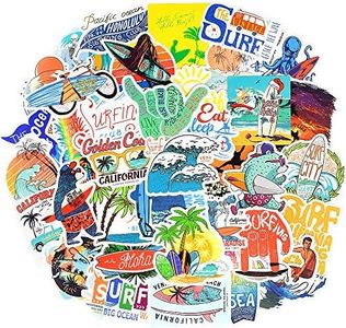 Waterproof Aesthetic Vinyl Stickers Pack for Surfboard Water Bottle (50 Pcs Surfing Style)