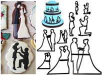 AUTOWRAP Set of 9 Fondant/Cookie Cutter Couples Silhouette Gumpaste Flowers Sugar Craft Mold Cake Decorating Tools for Husband and Wife, Wedding Birthday Valentine's Party, Bridegroom Bride Theme