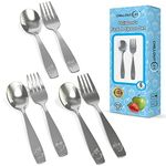 Stainless Steel Kids Silverware Set - Child and Toddler Safe Flatware - Kids Utensil Set - Metal Kids Cutlery Set (6 Piece, Stainless Steel)