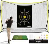 LIBERRWAY Golf Net,10x7x3ft Heavy Duty Golf Practice Hitting Net for Backyard Driving,Golf Driving Range&Golf Swing Net, Tri-Turf Mat with 6 Golf Balls, 8 Golf Tees&Carry Bag, Gifts for Men/Golfers