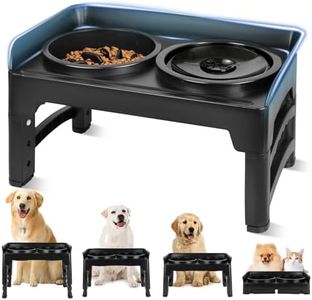 ESCRODOI Elevated Dog Bowl, Foldable 4 Height Raised Dog Bowl Stand with High Baffle, 2-in-1 Dog Bowls with 51oz Slow Feeder & No Spill Water Bowl for Small Medium and Large Dogs (from 11cm to 32cm)