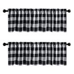 MIULEE Buffalo Plaid Valances White and Black Farmhouse Buffalo Check Decor Curtain Rod Pocket Valances for Kitchen/Living Room 52"x 18"