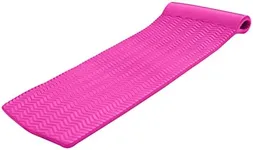 TRC Recreation Serenity 1.5” Thick Vinyl Coated Foam Swimming Pool Float Mat Adult Lounger with Built-In Roll Pillow, Flamingo Pink