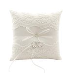 BETAULIFE Wedding Party Ring Pillow, Ivory Bearer Cushion