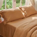 cebihy 100% Linen Duvet Cover Set King 3 Pieces, French Normandy Flax Linen, Cooling, Soft, and Breathable Linen Bedding Set - 1 Duvet Cover 90"x 104", 2 Pillowcases 20"x 40", Camel