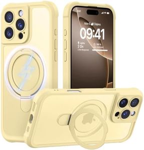 MOCCA Design for iPhone 16 Pro Case with Magnetic Invisible Stand [Full Camera Protection] [Compatible with Magsafe] Military Drop Shockproof Translucent Matte Phone Case Cover 6.3",Creamy Yellow