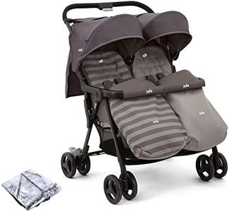 Joie Aire Twin Stroller in Dark Pewter with Footmuffs and raincover Birth to 15kg
