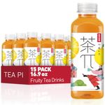 Tea PI Iced Tea – Black Tea, Lemon Sweet Iced Fruit Tea Bottles, Real Juice, -16.9 fl oz, 500mL, 15 Pack