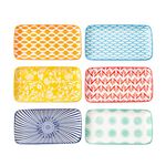 Cerkik Rectangle Serving Plates Set - 8 Inch Rectangular Ceramic Dinner Appetizer Dishes - Porcelain Platter for Sushi Salad Dessert Pasta - Oven Microwave Dishwasher Safe - Set of 6 - Assorted Colors