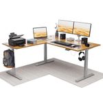 Intellidesk Studio L Shaped Standing Desk Corner Electric Height Adjustable Standing Desk, Sit Stand Computer Workstation with 3-Stage Triple Motor System (White+Walnut, 60(M) * 30 * 60(R) Inches)