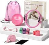 ElaraFit Home Pilates Ring and Ball Set for Women with 4 Resistance Bands 13 inch Magic Circle Workout Essentials Starter Kit for Beginners, Full Body Toning Shape Your Body with 15 Min Daily Routine